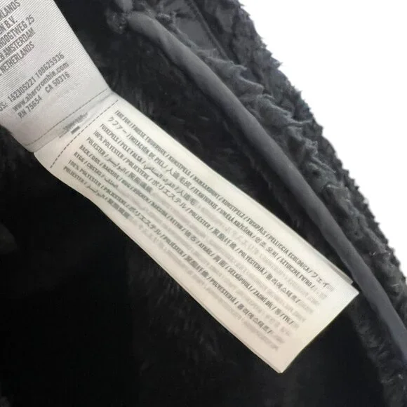 Women's Abercrombie & Fitch Black Asymmetrical Fleece Quilted Coat Size Small - Picture 5 of 5